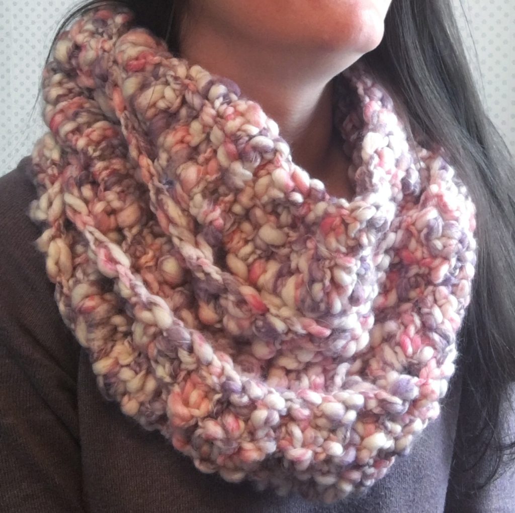 Crochet Cotton Candy Popcorn Cowl. Buttercream Thick & Thin yarn